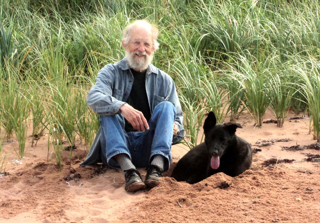 David Helwig on beach with Star, 2013